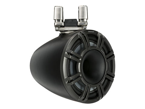 black 11 inch horn loaded tower system