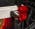 Battery connection detail in the Kawasaki UTV