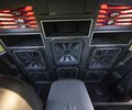 Ram rear-cabin KICKER audio installation with red lighting