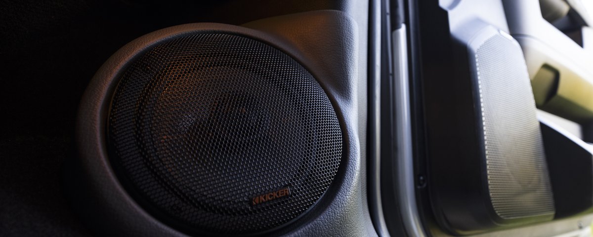 KICKER speaker installed in the Ram door