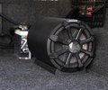 KICKER subwoofer enclosure installed in the Ram bed
