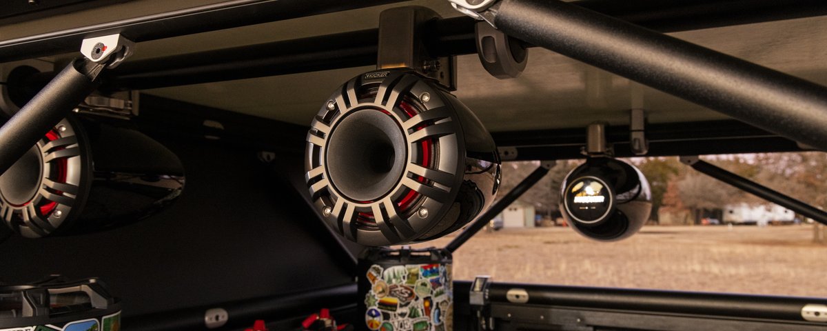 Close view of the Sierra truck-bed speakers