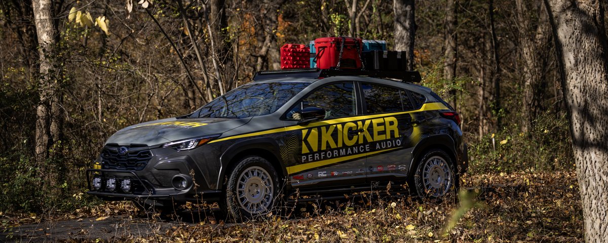 Subaru CrossTrek side profile with KICKER graphics