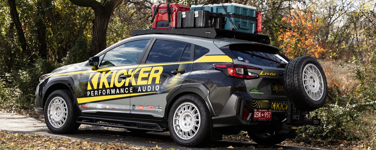 Subaru CrossTrek rear three-quarter view with spare tire
