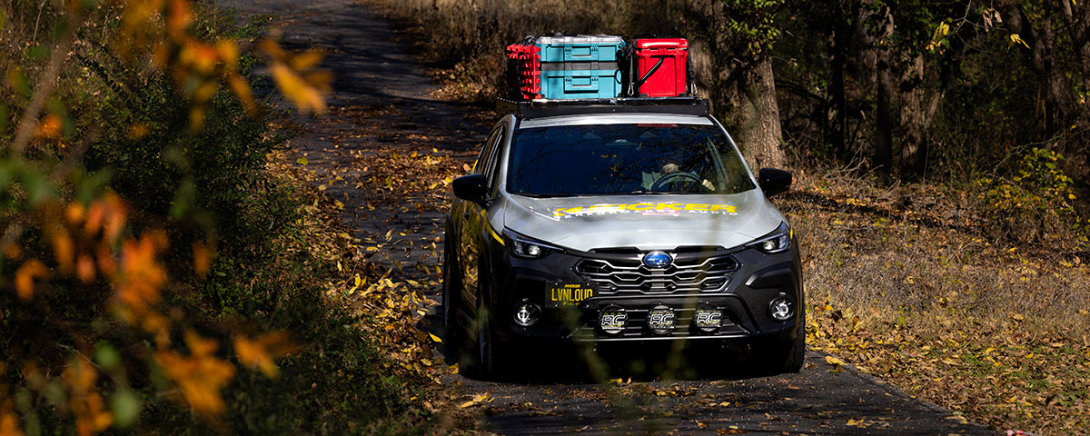 Subaru CrossTrek driving toward the camera