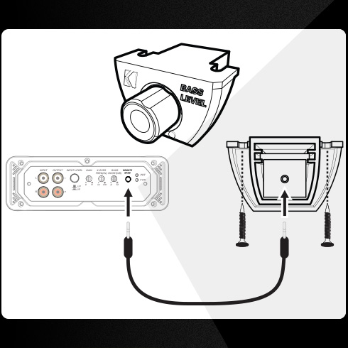 Insert remote cable into back of remote and into the remote bass input terminal on the amp.