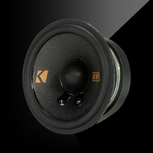 KICKER KSC270 2.75-inch midrange/tweeter speaker with black cone and compact frame.