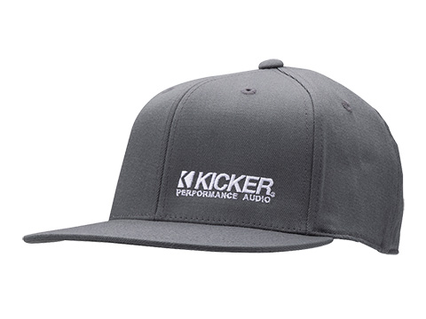 gray_kicker_performance_audio_flat_bill_flexfit_hat left