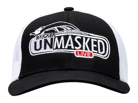 white_and_black_kicker_unmasked_mesh_snapback_hat front